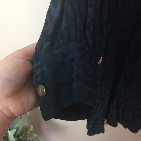 [Zara] Dark Blue Animal Print Long Sleeve Dress - Picture 4 of 11